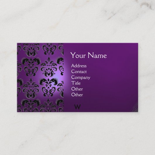 WAX SEAL DAMASK MONOGRAM paars Visitekaartje (Voorkant)