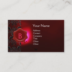 WAX SEAL DAMASK MONOGRAM Red burgundi Visitekaartje