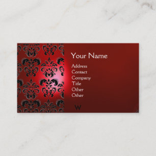 WAX SEAL DAMASK MONOGRAM Red Visitekaartje