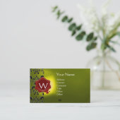 WAX SEAL DAMASK MONOGRAM VISITEKAARTJE (Staand voorkant)
