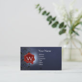 WAX SEAL DAMASK MONOGRAM VISITEKAARTJE (Staand voorkant)