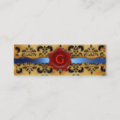 WAX SEAL DAMASK PARCHCHMENT MONOGRAM blue Mini Visitekaartje (Achterkant)