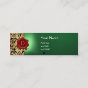 WAX SEAL DAMASK PARCHCHMENT MONOGRAM green Mini Visitekaartje