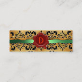 WAX SEAL DAMASK PARCHCHMENT MONOGRAM green Mini Visitekaartje (Achterkant)
