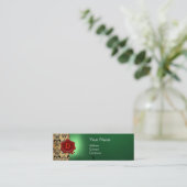 WAX SEAL DAMASK PARCHCHMENT MONOGRAM green Mini Visitekaartje (Staand voorkant)