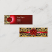 WAX SEAL DAMASK PARCHCHMENT MONOGRAM Red Mini Visitekaartje (Voorkant / Achterkant)
