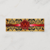 WAX SEAL DAMASK PARCHCHMENT MONOGRAM Red Mini Visitekaartje (Achterkant)
