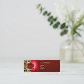 WAX SEAL DAMASK PARCHCHMENT MONOGRAM Red Mini Visitekaartje (Staand voorkant)
