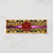 WAX SEAL DAMASK PARCHCHMENT MONOGRAM roze Mini Visitekaartje (Achterkant)