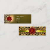 WAX SEAL DAMASK PARCHMENT MONOGRAM geel Mini Visitekaartje (Voorkant / Achterkant)
