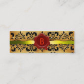 WAX SEAL DAMASK PARCHMENT MONOGRAM geel Mini Visitekaartje (Achterkant)