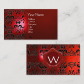 WAX SEAL DAMAST MONOGRAM rood Visitekaartje (Voorkant / Achterkant)