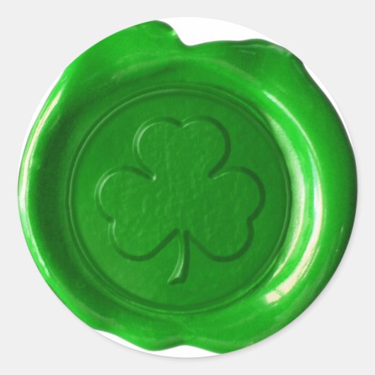 Wax Seal - Irish Green - Shamrock - Ronde Sticker (Voorkant)