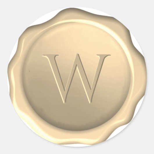 Wax Seal Letter W Initiaal Monogram Gouden Sticker (Voorkant)
