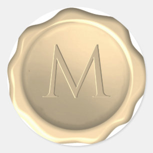 Wax Seal Monogram Golden Embossed Initiaal Sticker
