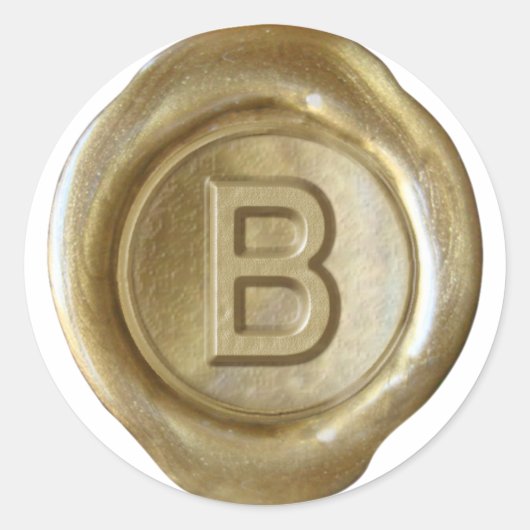 Wax Seal Monogram - Goud - B - Ronde Sticker (Voorkant)