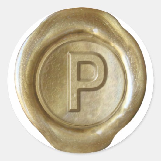 Wax Seal Monogram - Goud - Bold P - Ronde Sticker (Voorkant)