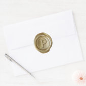 Wax Seal Monogram - Goud - Bold P - Ronde Sticker (Envelop)