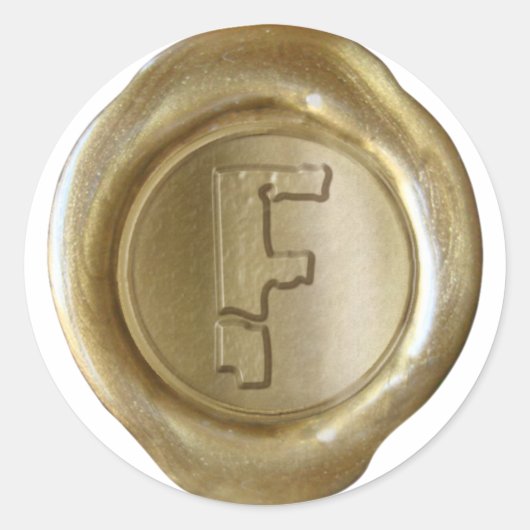 Wax Seal Monogram - Goud - Boulder F - Ronde Sticker (Voorkant)