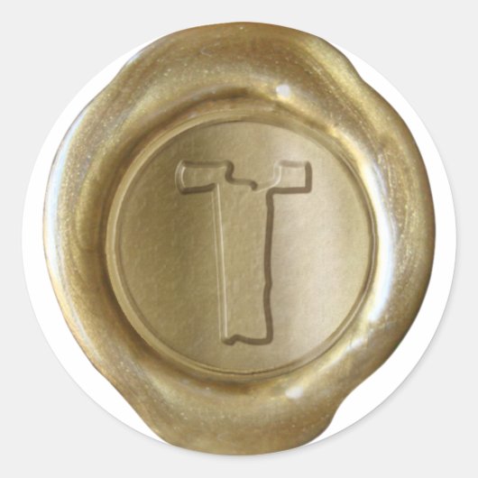 Wax Seal Monogram - Goud - Boulder T - Ronde Sticker (Voorkant)