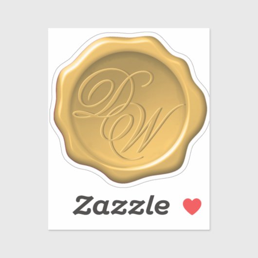 Wax Seal Monogram Goud Gele Kalligrafie Bruiloft Sticker (Vel)