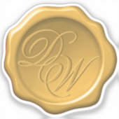 Wax Seal Monogram Goud Gele Kalligrafie Bruiloft Sticker (Voorkant)