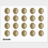 Wax Seal Monogram - Goud - Kunststof B - Ronde Sticker (Vel)