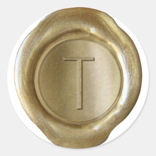Wax Seal Monogram - Goud - ModernSlim T - Ronde Sticker (Voorkant)
