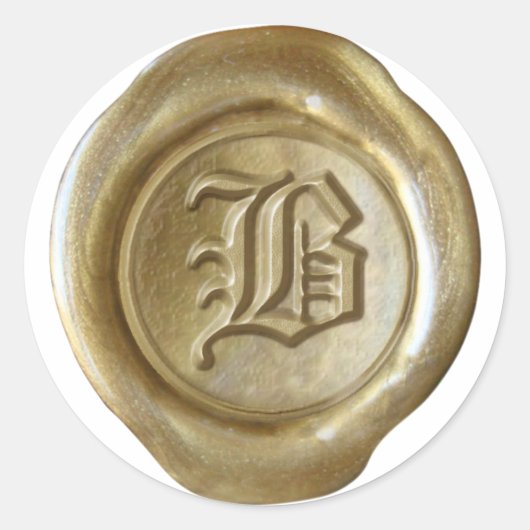 Wax Seal Monogram - Goud - Oud Engels - Letter B Ronde Sticker (Voorkant)