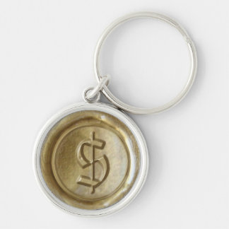 Wax Seal Monogram - Goud - Oude Engelse dollar ($) Sleutelhanger