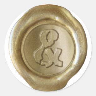 Wax Seal Monogram - Goud - Plue & - Ronde Sticker