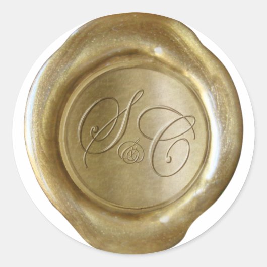 Wax Seal Monogram - Goud - S&C - Charmaine Custom Ronde Sticker (Voorkant)