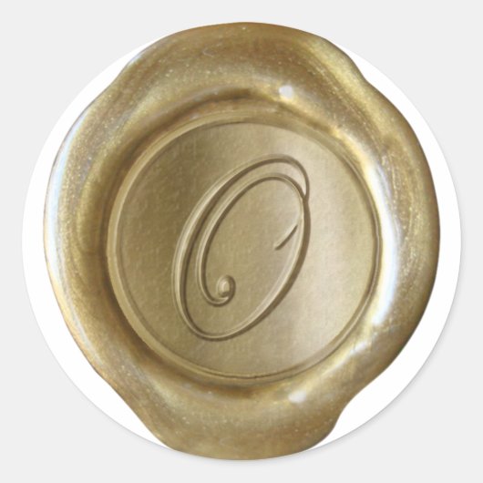 Wax Seal Monogram - Goud - Script O - Ronde Sticker (Voorkant)