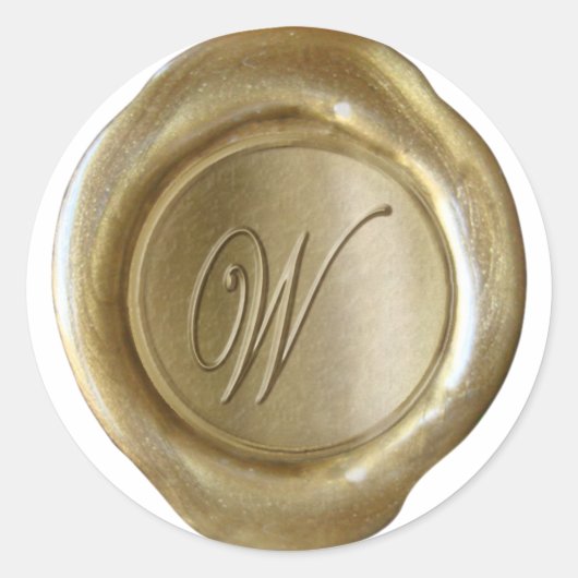 Wax Seal Monogram - Goud - Script W - Ronde Sticker (Voorkant)