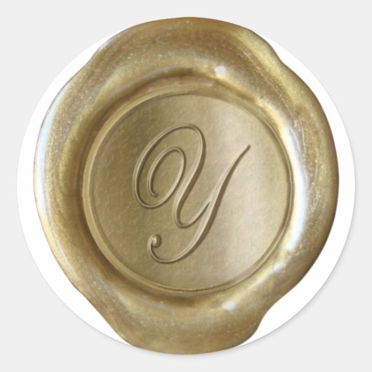 Wax Seal Monogram - Goud - Script Y - Ronde Sticker (Voorkant)