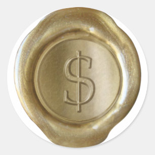 Wax Seal Monogram - Goud - Seriële $ - Ronde Sticker
