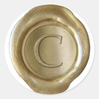 Wax Seal Monogram - Goud - Serif C - Ronde Sticker