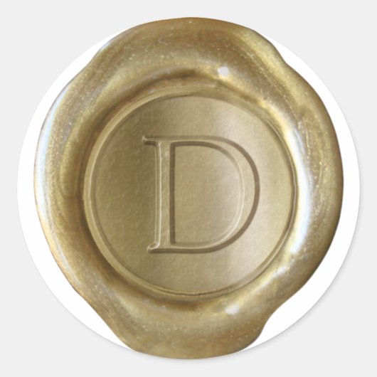 Wax Seal Monogram - Goud - Serif D - Ronde Sticker (Voorkant)