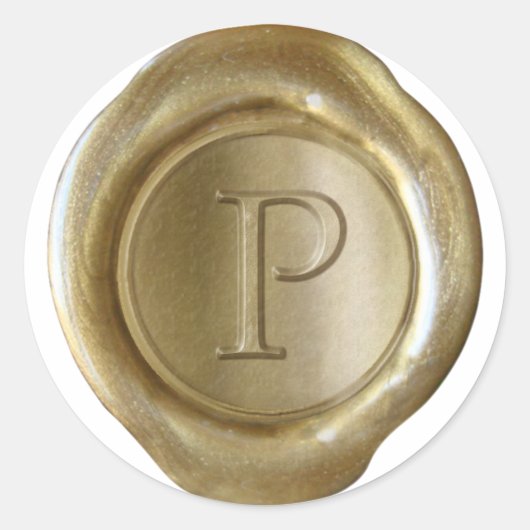 Wax Seal Monogram - Goud - Serif P - Ronde Sticker (Voorkant)