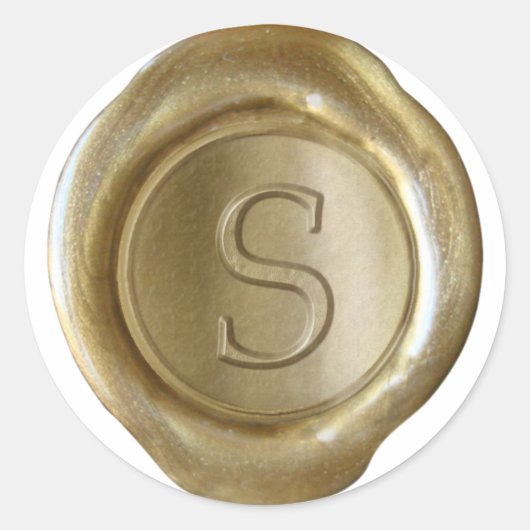 Wax Seal Monogram - Goud - Serif S - Ronde Sticker (Voorkant)