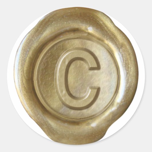 Wax Seal Monogram - Goud - Vet C - Ronde Sticker (Voorkant)