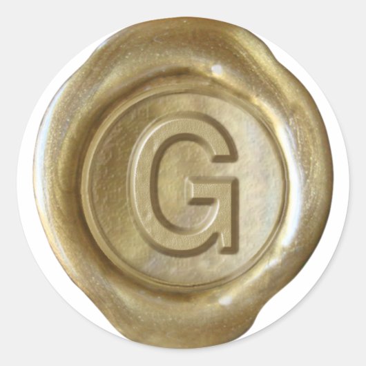 Wax Seal Monogram - Goud - Vet G - Ronde Sticker (Voorkant)
