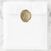 Wax Seal Monogram - Goud - Vet H - Ronde Sticker (Tas)