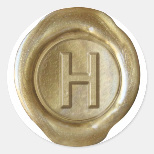 Wax Seal Monogram - Goud - Vet H - Ronde Sticker (Voorkant)