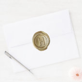 Wax Seal Monogram - Goud - Vet H - Ronde Sticker (Envelop)