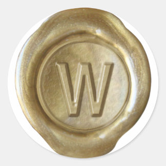 Wax Seal Monogram - Goud - Vet W - Ronde Sticker