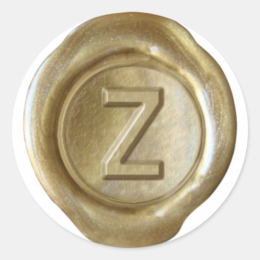 Wax Seal Monogram - Goud - Vette Z - Ronde Sticker (Voorkant)
