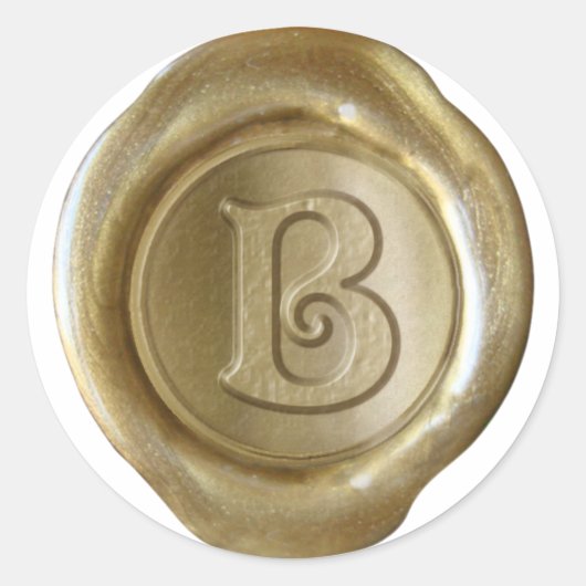 Wax Seal Monogram - Goud - Victoriaans B - Ronde Sticker (Voorkant)
