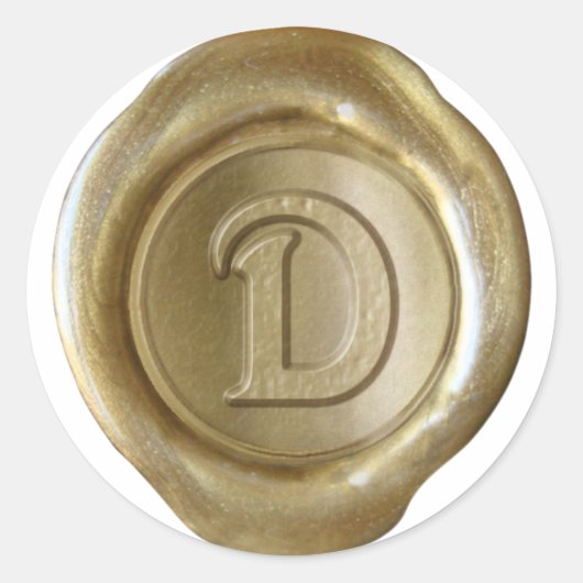 Wax Seal Monogram - Goud - Victoriaans D - Ronde Sticker (Voorkant)