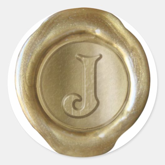 Wax Seal Monogram - Goud - Victoriaans J - Ronde Sticker (Voorkant)